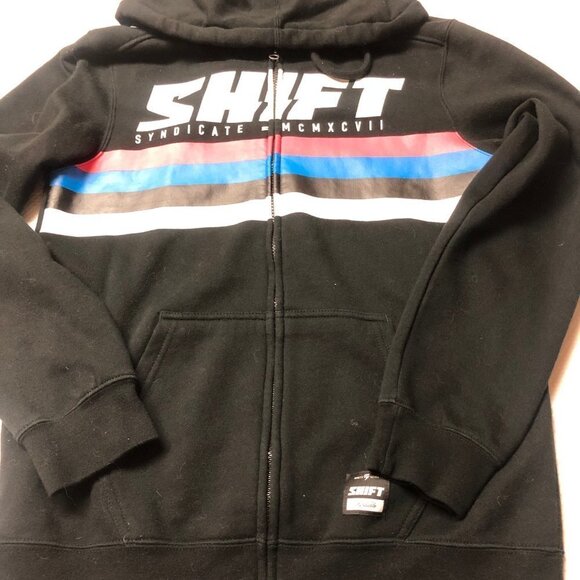 𝅺Shift Zip Up Black Fleece Hoodie with Logo Unisex Size Small - Picture 3 of 10